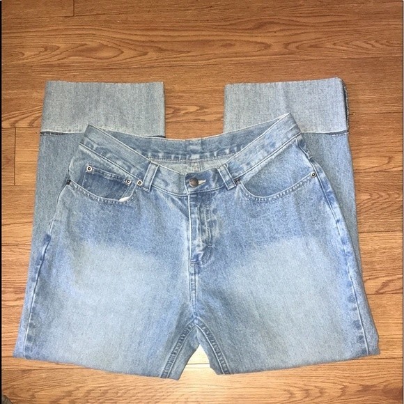 Vintage Lee Riveted Jeans boyfriend cropped cuffed high rise light wash size 8 - Picture 13 of 15
